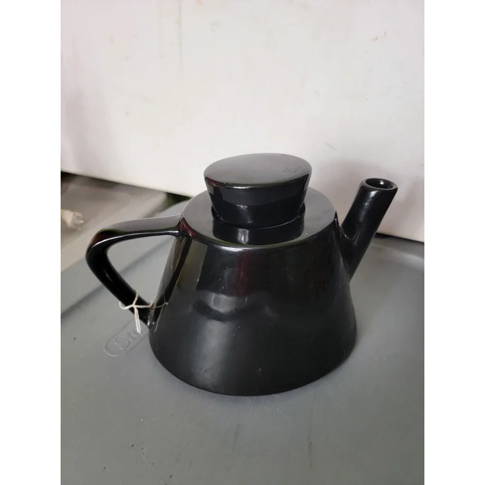 Vintage IKEA Black Varme Teapot 15199 Ceramic Modernist Swedish Design 1990s